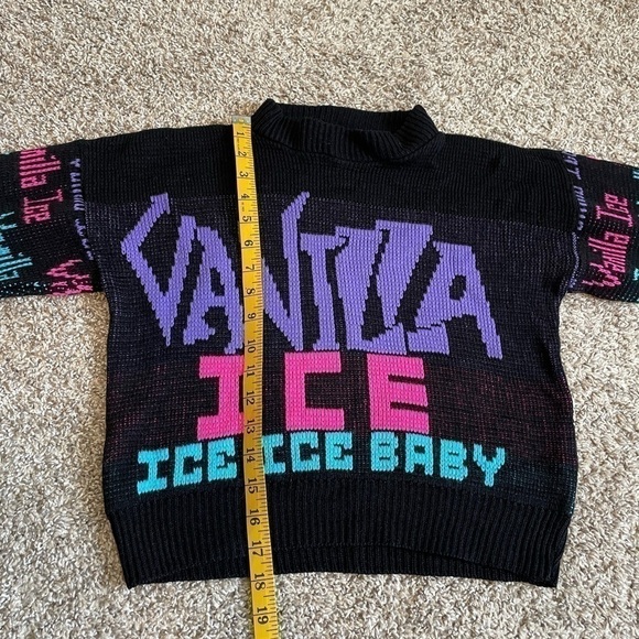 Vintage 1991 Rags Knitwear Vanilla Ice color block knit sweater size XS/small - Picture 6 of 12